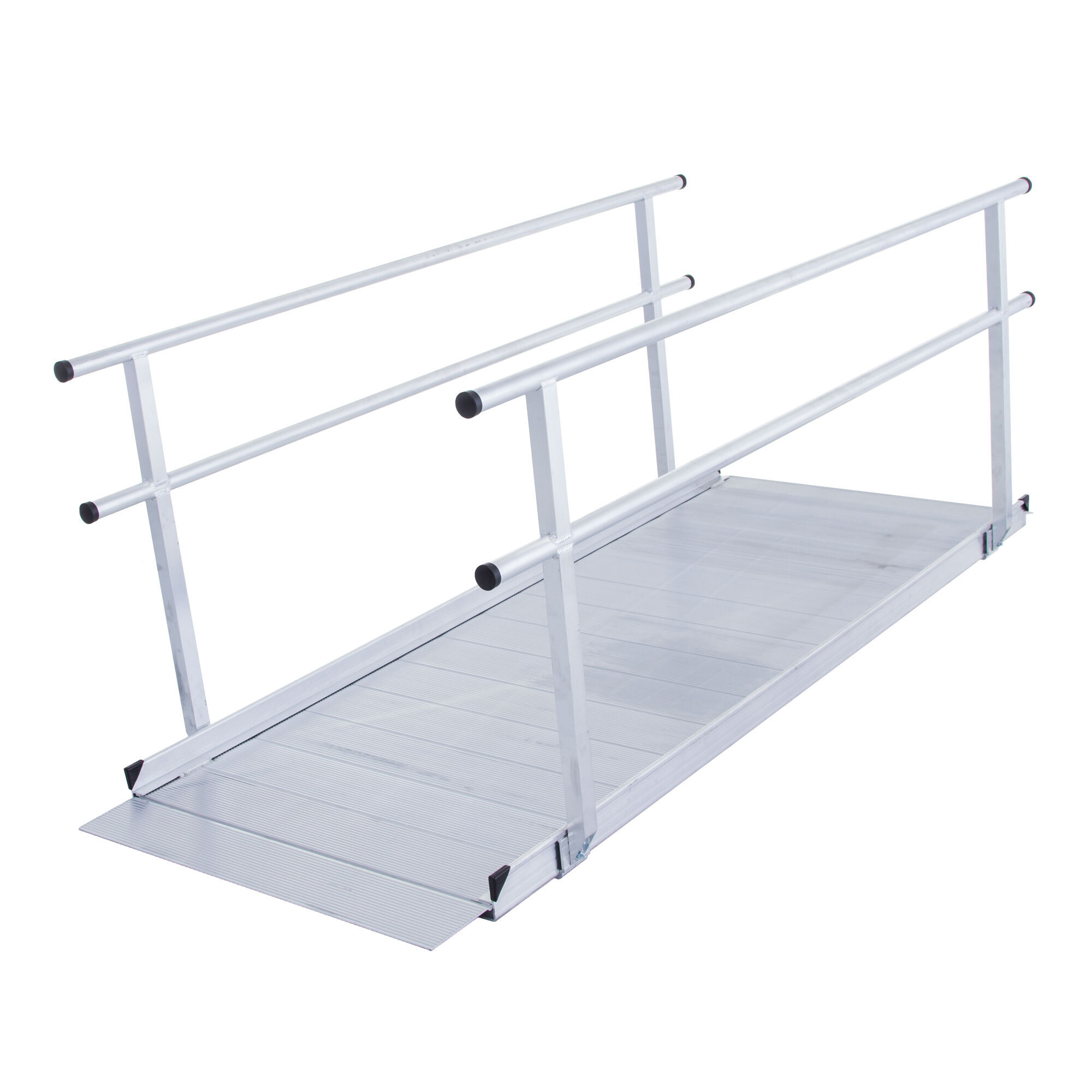 Silver Spring Solid Surface Ramp with Handrails - 10ft., Aluminum, 850lb. Capacity, Slip-Resistant, Model# SSGHR-10